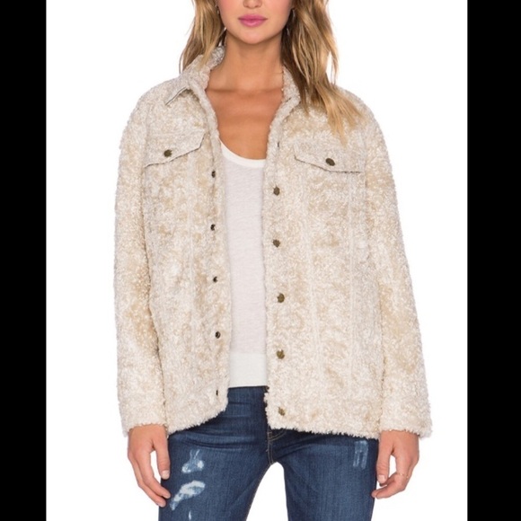 Current Elliott Ivory Teddy Trucker Jacket - Picture 1 of 7